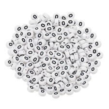 300 x Round Letter Beads Letter O Acrylic Alphabet Beads, Black
