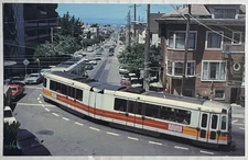 1991 San Francisco MUNI Light Rail Postcard N-Judah Line Boeing-Vertol Cars