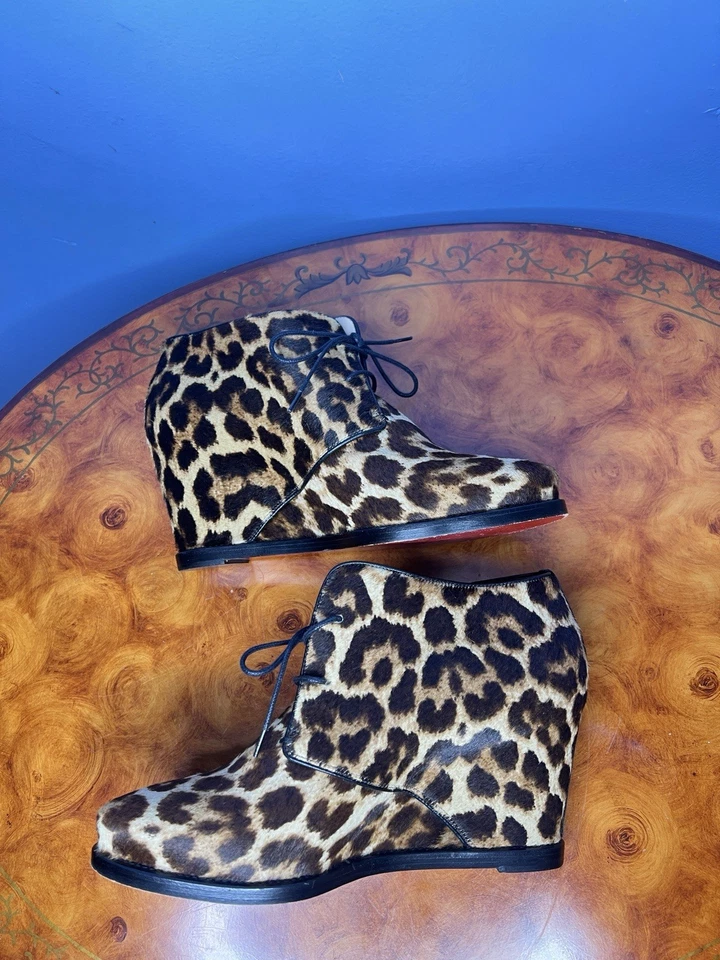 Christian Louboutin 70mm Dama Schuss Estampado Leopardo Botas de Cuña Talla 38.5 / 7.5 Foto 3 de 4