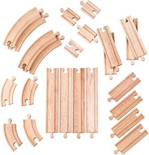 Bigjigs Rail Curves Straights Expansion Pack - 24-Piece Wooden Train Track...