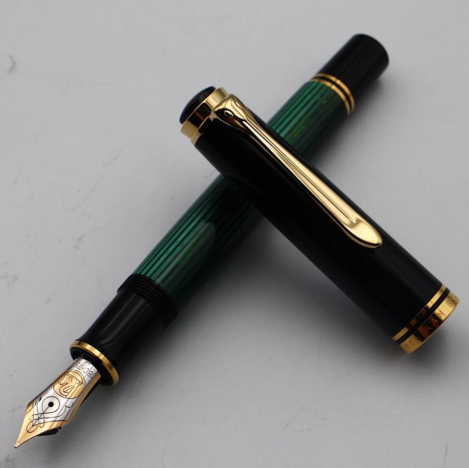 [NOS] Caneta-tinteiro Pelikan Souveran M800 listra verde 18C M nova na caixa marca PF com caixa - Imagem 4 de 4