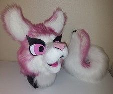 FrostedRose Husky Fursuit Partial Animal Costume Mascot Head And Tail!