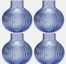 Paquete de 4 jarrones redondos de vidrio - azul - elementos esenciales para la habitación - 4,5" de alto × 4,5" de ancho