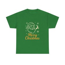 Merry Christmas Santa  Reindeer Tee   Festive Holiday T-Shirt Christmas T-Shirt