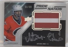 2019-20 SPx UD Black Pride of a Nation 50/99 Arturs Irbe #PNA-AI Patch Auto 1qa6