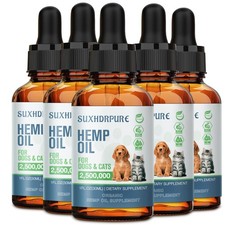 5 Pack Hemp Oil for Dogs and Cats - Helps with Anxiety Pain Stress Sleep Arth...