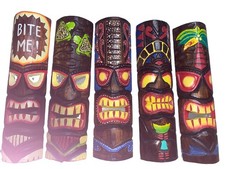 SET OF 5 20" TIKI MASK HAWAIIAN WALL ART ISLAND HOME DECOR BAR TROPICAL