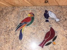 Stained Glass Birds Suncatcher Lot 3 Pieces
