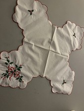 Vintage Embroidered Doilies Christmas Floral Hankies Lot