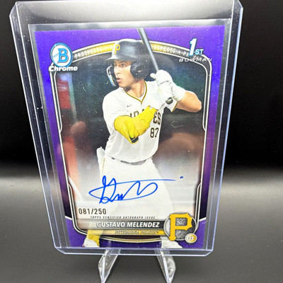 Topps 2025 Bowman Draft Chrome Auto Gustavo Melendez Pirates Purple /250