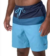 Speedo Men's XXL Color Block Swim Shorts Blue Navy Athletic Beach Swimwear N0987