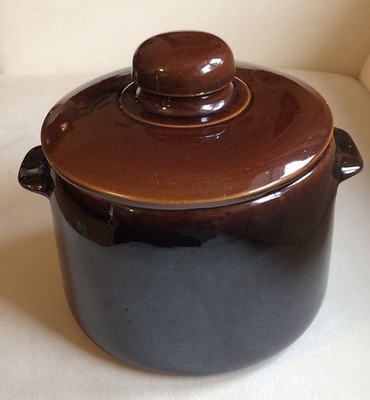 Vintage Westbend Bean Pot Ceramic MCM Dark Brown Glaze 2 Quart