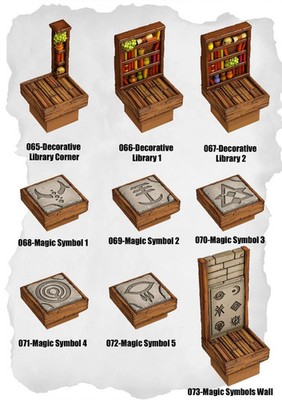 Town Tiles Arcane Library Details Pack (MT2 065 to MT2 073)