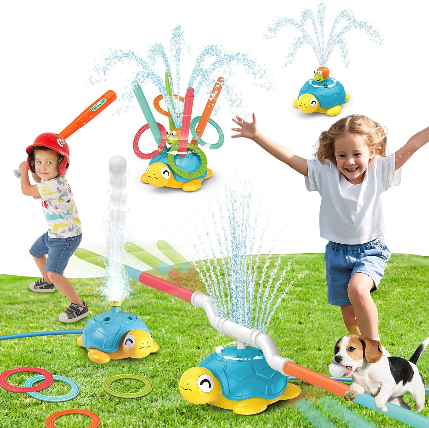 3 in 1 Kids Toys with Musical Jump, Toss Ring Game Toys, Stomping Launch Rocket