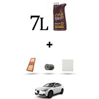 Hoffcar Wartungskit 4 Filter Und 7L ÖL FüR Alfa Romeo Stelvio (949) 2.0 Turbo