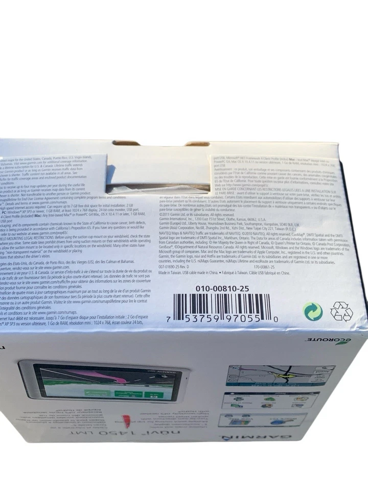 Garmin Nuvi 1450 LMT 5" GPS-lifetime Maps With Charger And Power Cord-bundle - Image 2 of 4