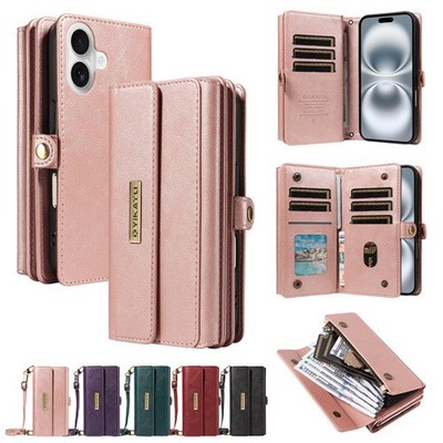 Für iPhone 17 Pro Max 16E 15 14 13 Hülle Wallet Leder Stoßfest Cover mit Band