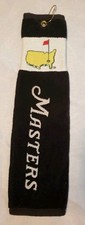 Offical Masters Brand Black And White Tri Fold Golf Towel USA Made