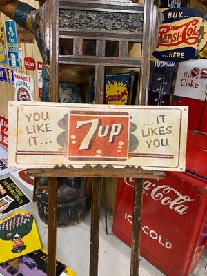 7UP SODA COLA Metal Sign 29 1/2'' x 11'' GAS OIL