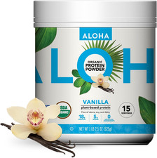 Organic Plant Based Protein Powder, Stevia Free, Vanilla, 19.6 Oz, 15 Servings P