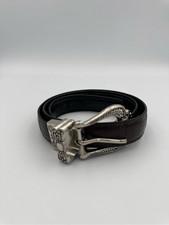 Brighton Women's Black/Brown Reversable Leather Western Croc Embossed Belt