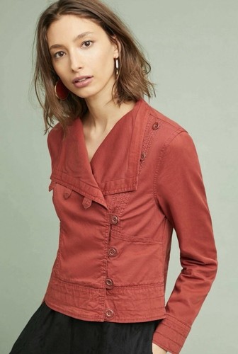 Anthropologie Marrakech Henna Moto Jacket Size Sm Shacket Orange Rust C1