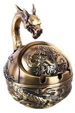 Ashtray with Lid for Cigarettes,Metal Windproof Smokeless Odorless Ash Tray Hold