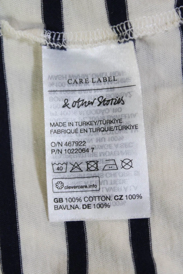 & Other Stories Top Mujer Algodón Manga Larga Cuello Redondo Rayas Blanco Talla S Foto 4 de 4