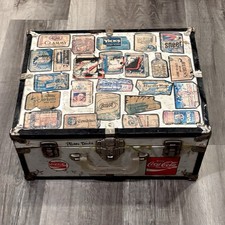 Vintage Metal Roller Skate Case Trunk Rusty Distressed Salvage Suitcase 60s 70s