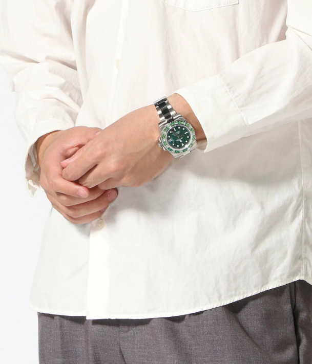 A BATHING APE Men's Watch TYPE 1 BAPEX CRYSTAL STONE COLOR GREEN
