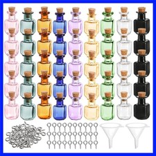 45 Pcs Tiny Spell Jars, Colored Mini Glass Cork Bottles Decorative Square Cut...