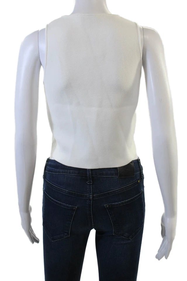 Top tejido con botones sin mangas blanco talla S de Zara para mujer Foto 3 de 4