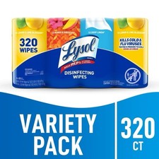 Lysol Disinfectant Wipes Bundle, Multi-Surface Antibacterial Wipes, 320 count