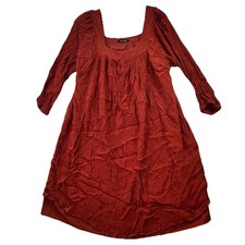 Massimo Dutti Burnt Orange Dress Size Medium Gauze Textured Lagenlook Boho Lined