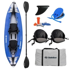 SOLSTICE Durango 1 to 2 Person Inflatable Fishing Kayak Boat W/ Fabric Cover...