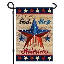 Patriotic God Bless America 4th of July Garden Flag 12 x 18 Inch Vertical Dou...