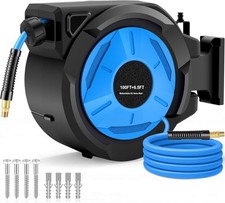 100FT Retractable Air Hose Reel 3/8" 300PSI Wall Mount