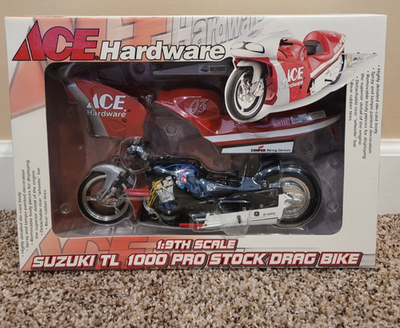 #ad #ad Ertl Ace Hardware Suzuki 1000 Pro Stock Drag Bike 1:9 Scale Brand New $69.99