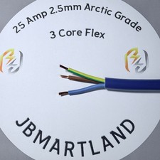 Arctic Grade Blue Flex Cable 3183A 2.5mm2 3 Core Outdoors 25AMP Mains 240v 10Mtr 2.04 per metre