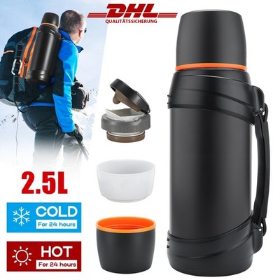 2,5 Liter Isolierflasche Thermosflasche aus Edelstahl Camping Thermoskanne DE