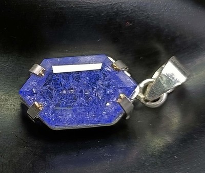 EGL Certified 32.00 Ct Blue Tanzanite Fancy Cut Pendant 925 Silver Chain ''5NSP