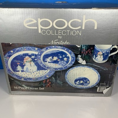 New! NORITAKE EPOCH COLLECTION Mr. SNOWMAN XMAS ~ 16 pc Dinner Set~Service for 4
