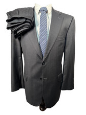 JOS. A. BANK Mens Charcoal Pinstripe Wool 2 Piece Suit 41R Jacket 35x30 Pant