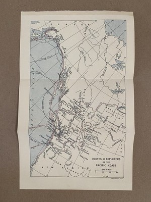 1915 Explorer Routes Pacific Coast Book Page Foldout Map Canada Washington