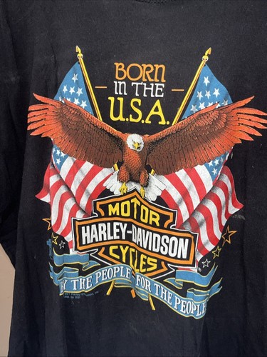 Harley-Davidson Vintage 1991 Tank T-Shirt "Born In The USA" Biker Size XL - Picture 2 of 7