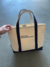 Vintage LL Bean Boat And Tote 1990 s Classic Canvas Navy Handles Bottom 18.5x11