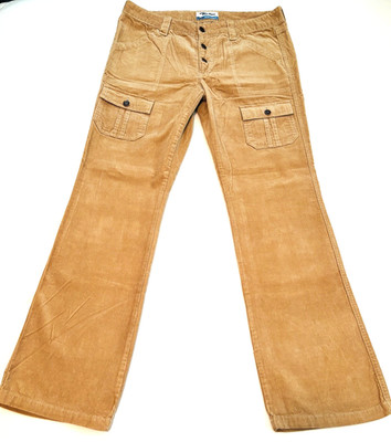 VTG Old Navy Corduroy Pants Women's 12 Button Fly Mid-Rise Flare Patch Pockets