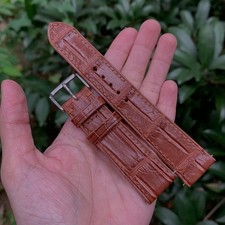 20mm/18mm Brown Crocodile Watch Strap Flat Real Crocodile Leather Watch Band Men