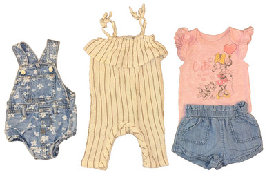 Baby Girl 3/6 Mo Summer Bundle Lot Shorts Rompers Overalls Outfits Minnie Mouse