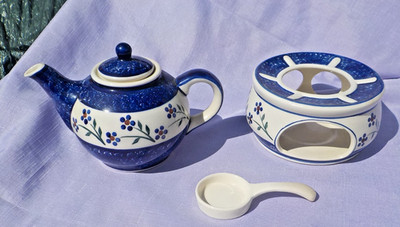 WIZA polish pottery teapot and warmer set handmade 48